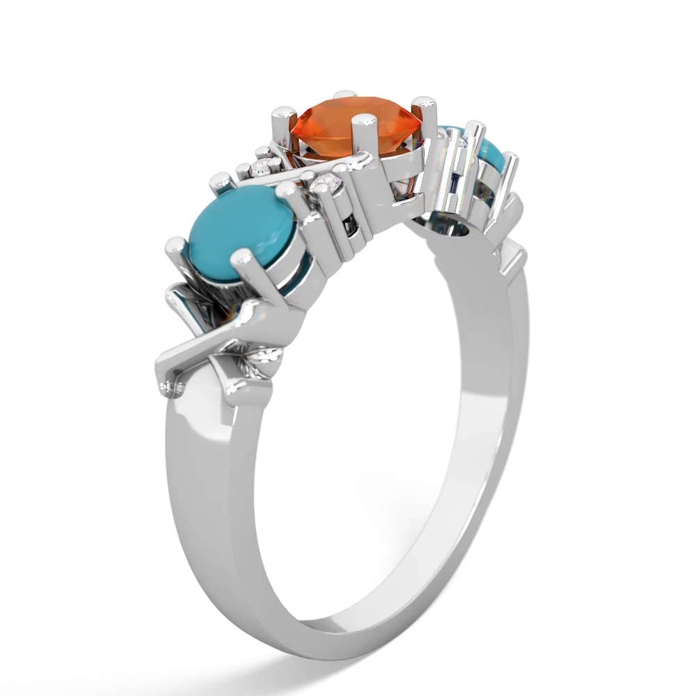 Fire Opal Hugs And Kisses 14K White Gold ring R5016