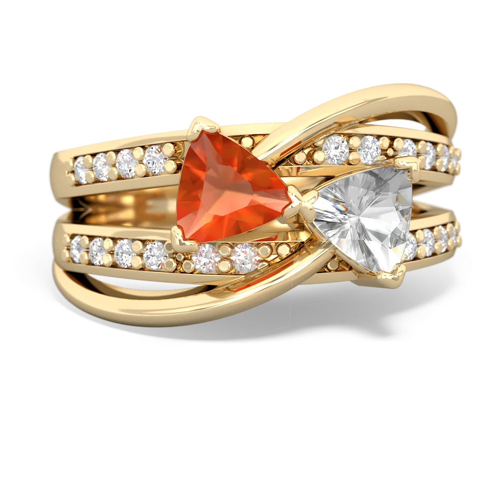 Fire Opal Bowtie 14K Yellow Gold ring R2360