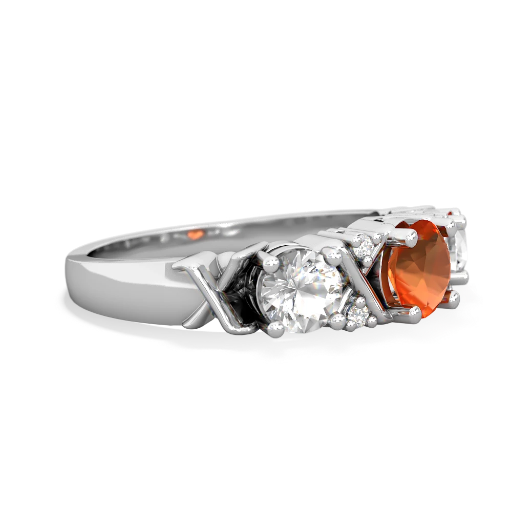 Fire Opal Hugs And Kisses 14K White Gold ring R5016