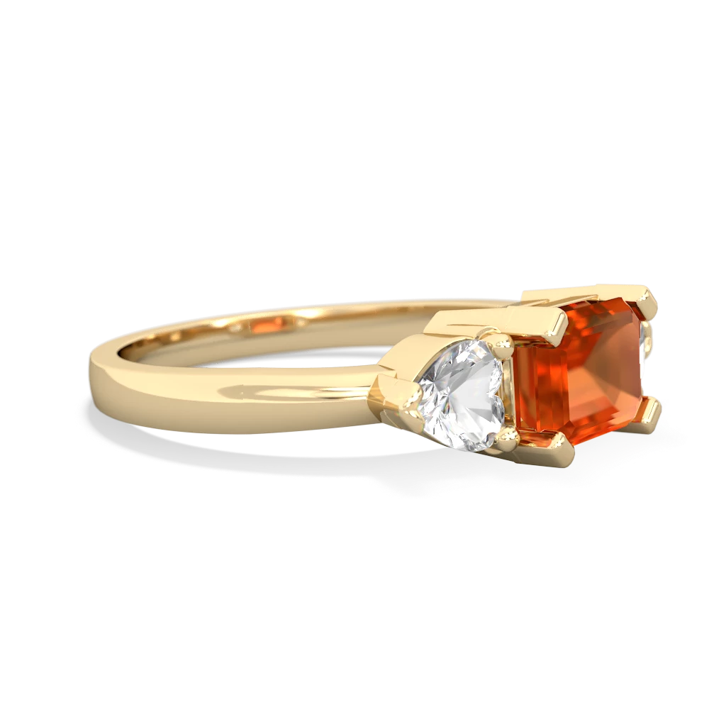 Fire Opal Three Stone 14K Yellow Gold ring R5235