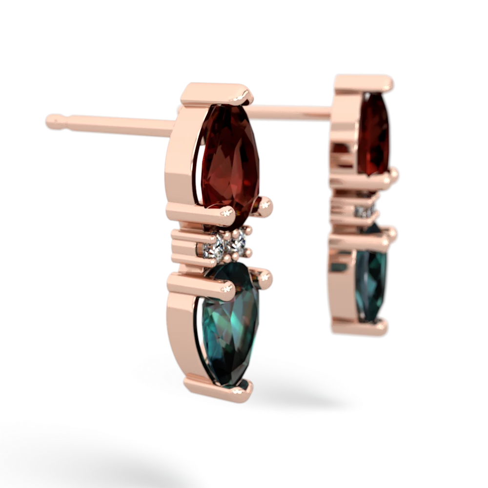 Garnet Bowtie Drop 14K Rose Gold earrings E0865