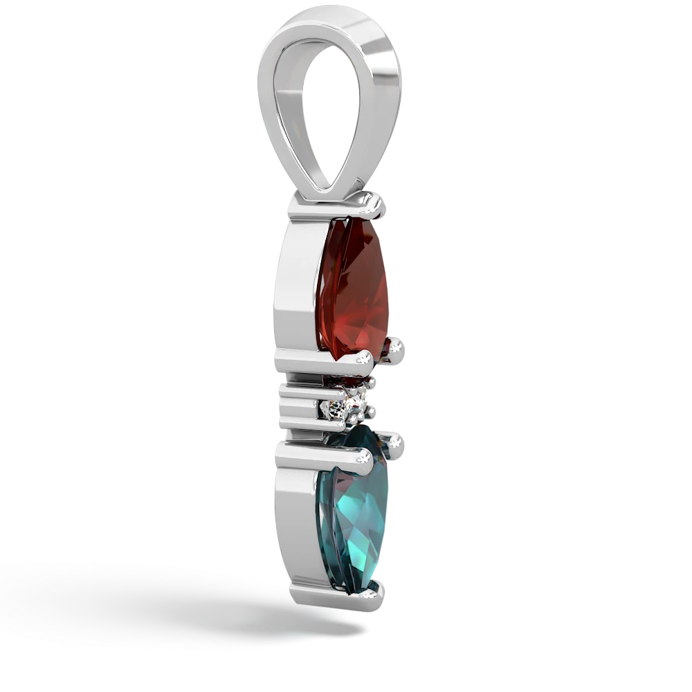 Garnet Bowtie Drop 14K White Gold pendant P0865