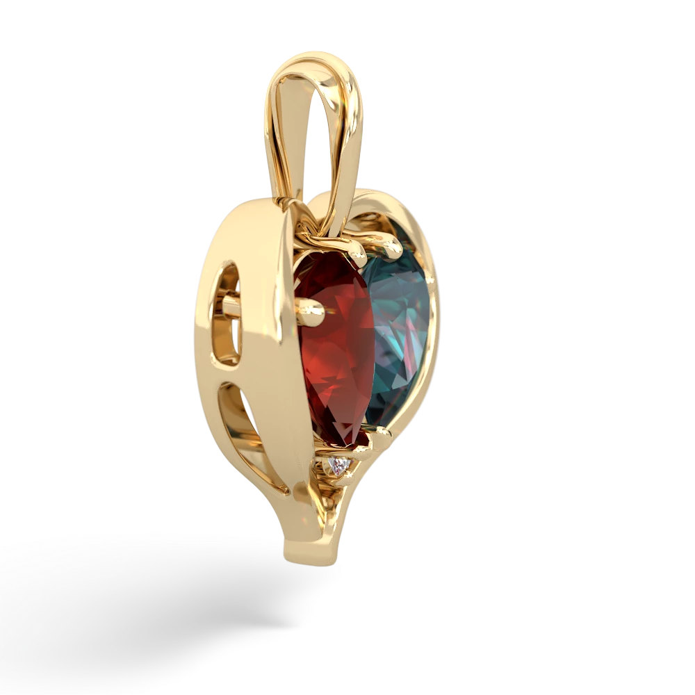 Garnet Two Become One 14K Yellow Gold pendant P5330