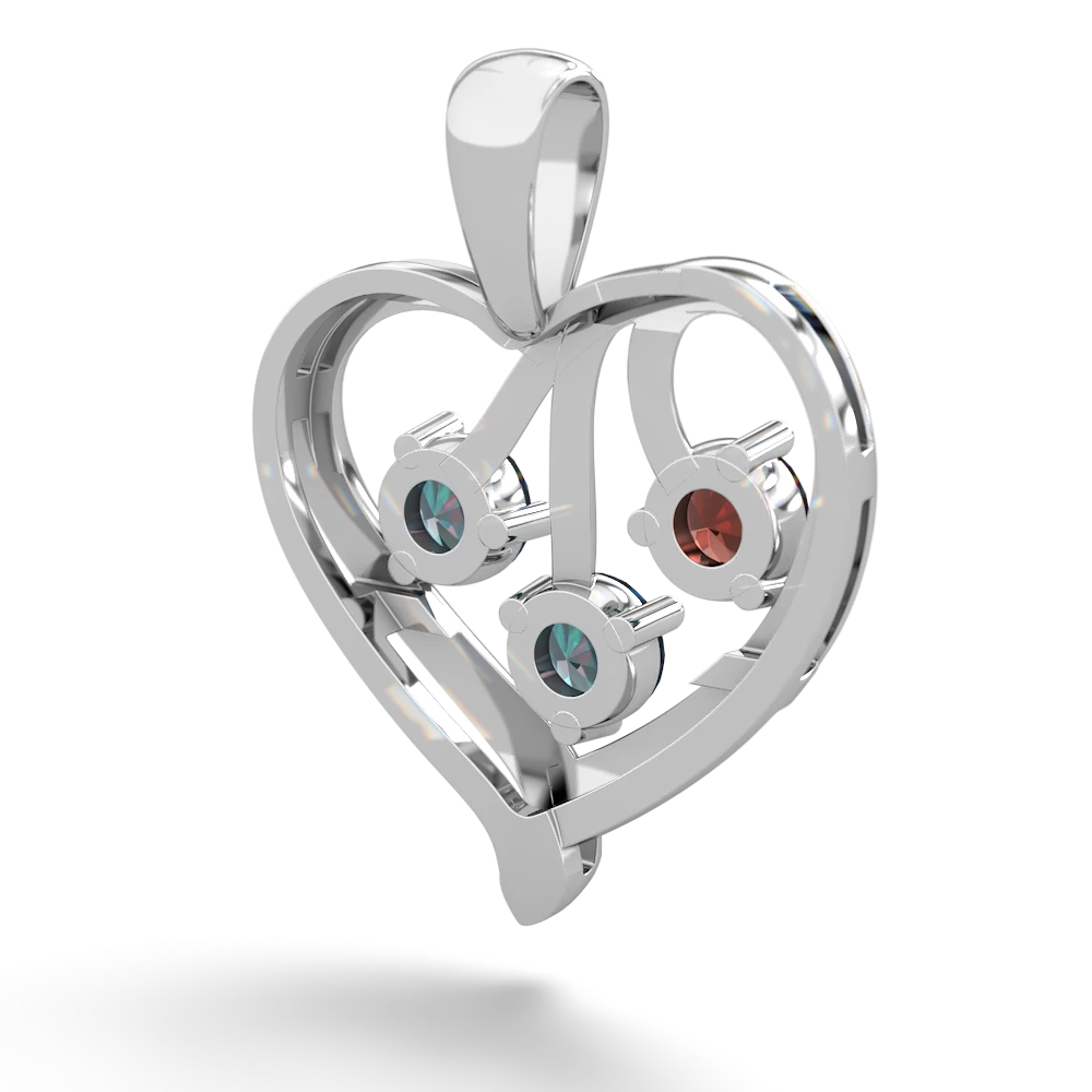 Garnet Glowing Heart 14K White Gold pendant P2233