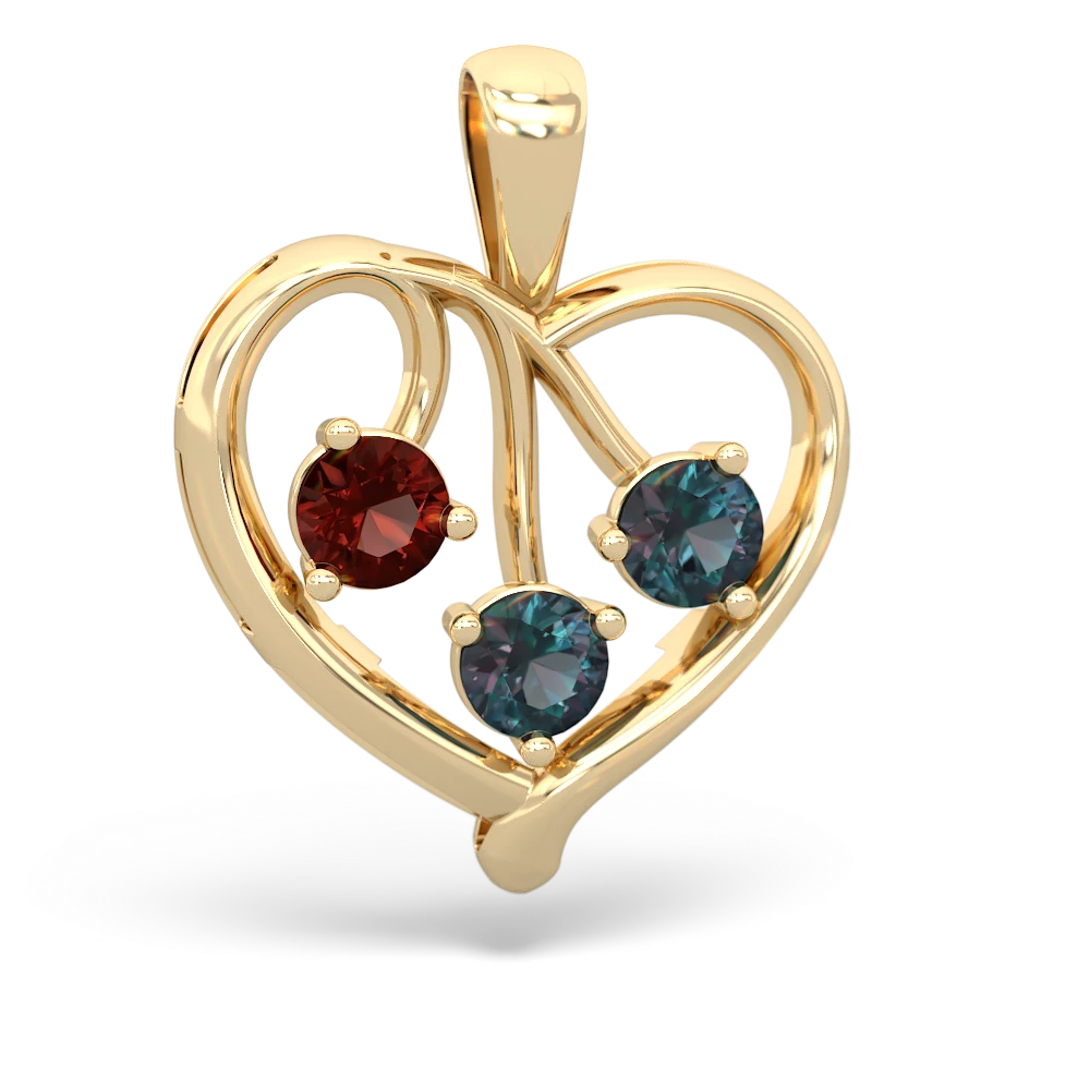 Garnet Glowing Heart 14K Yellow Gold pendant P2233