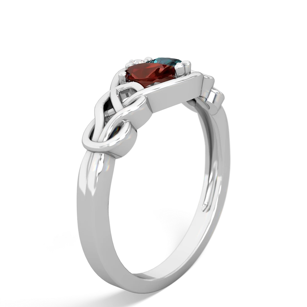 Garnet Celtic Love Knot 14K White Gold ring R5420