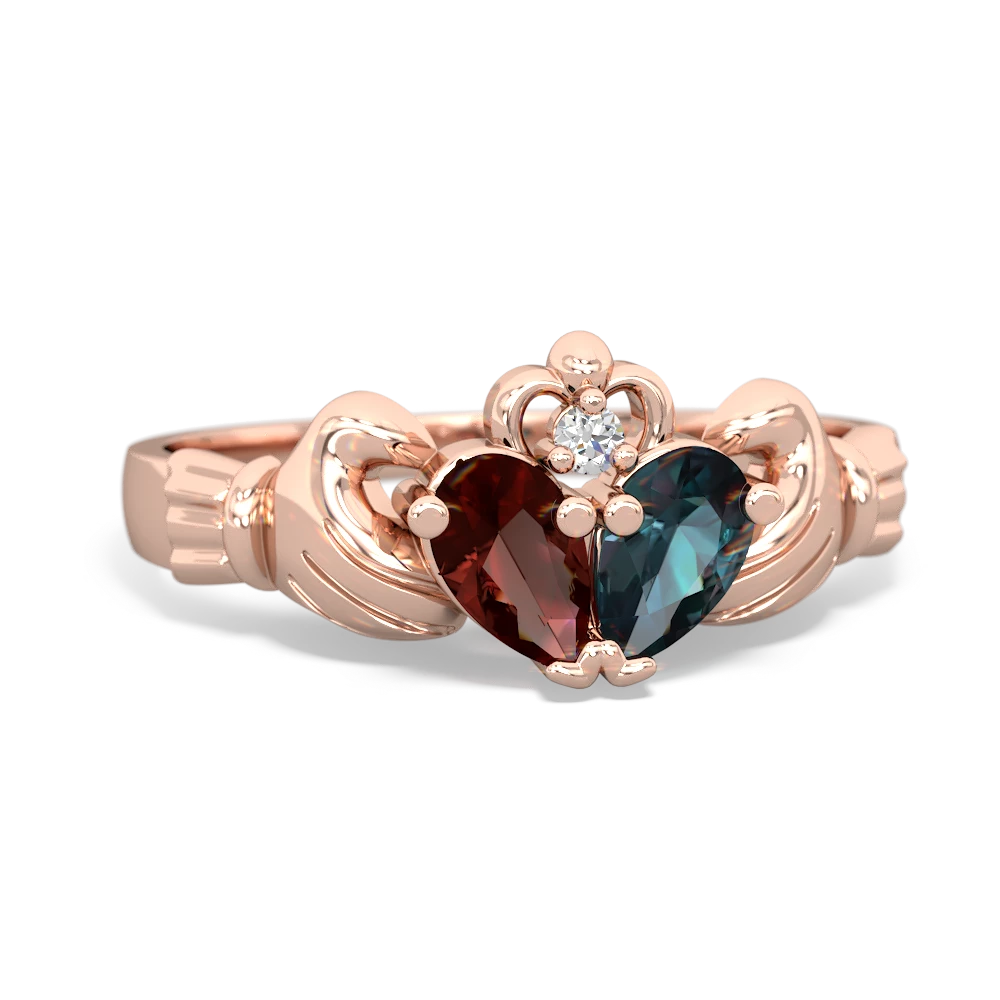 Garnet 'Our Heart' Claddagh 14K Rose Gold ring R2388