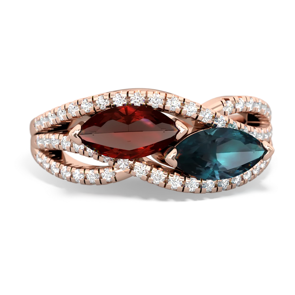 Garnet Diamond Rivers 14K Rose Gold ring R3070