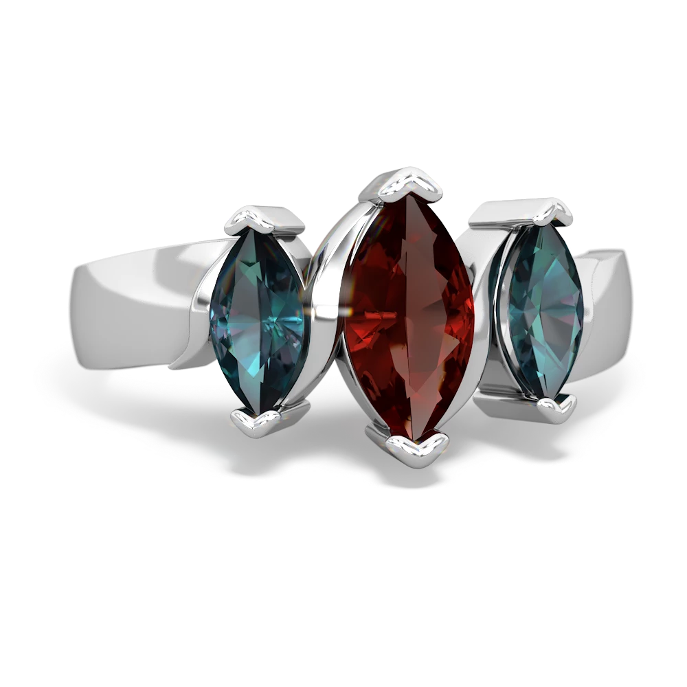 Garnet Three Peeks 14K White Gold ring R2433