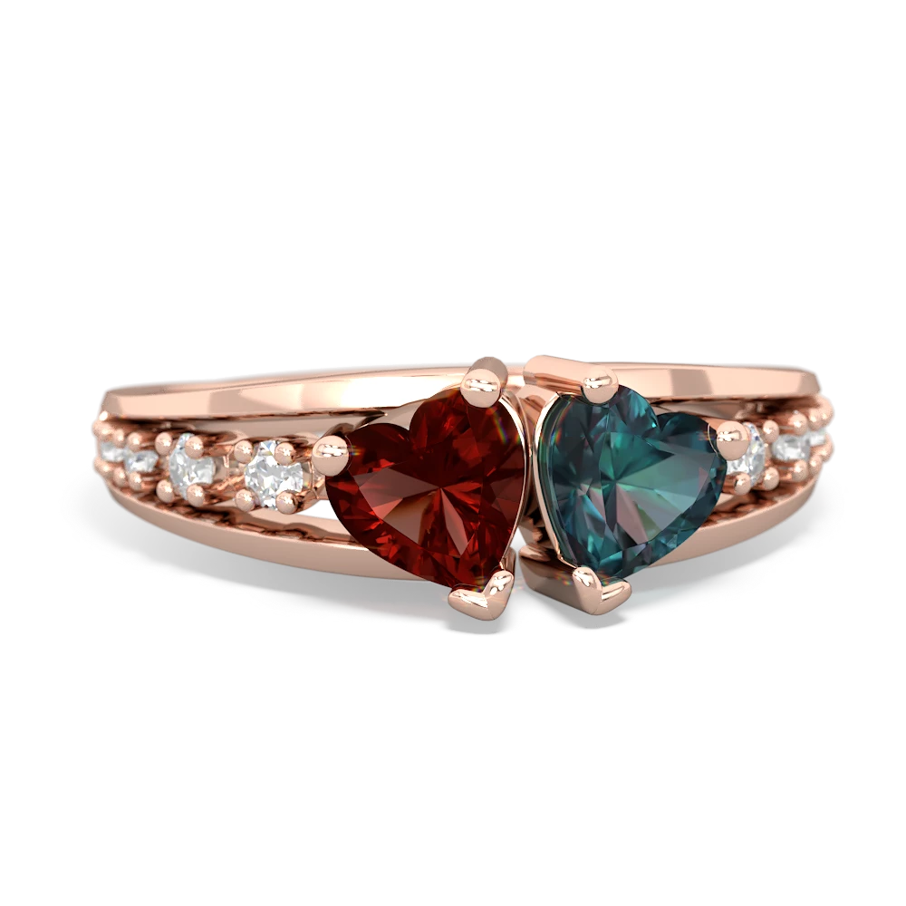 Garnet Heart To Heart 14K Rose Gold ring R3342