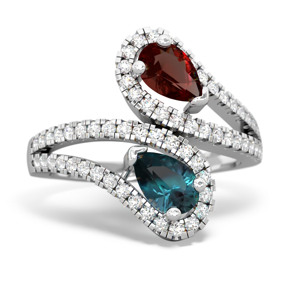 Garnet Diamond Dazzler 14K White Gold ring R3000