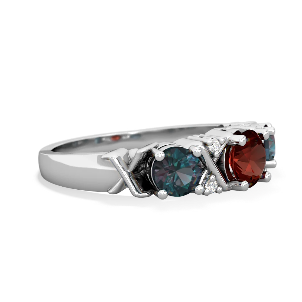 Garnet Hugs And Kisses 14K White Gold ring R5016