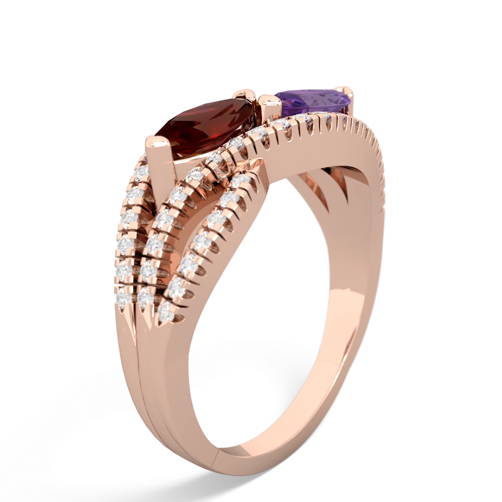 Garnet Diamond Rivers 14K Rose Gold ring R3070