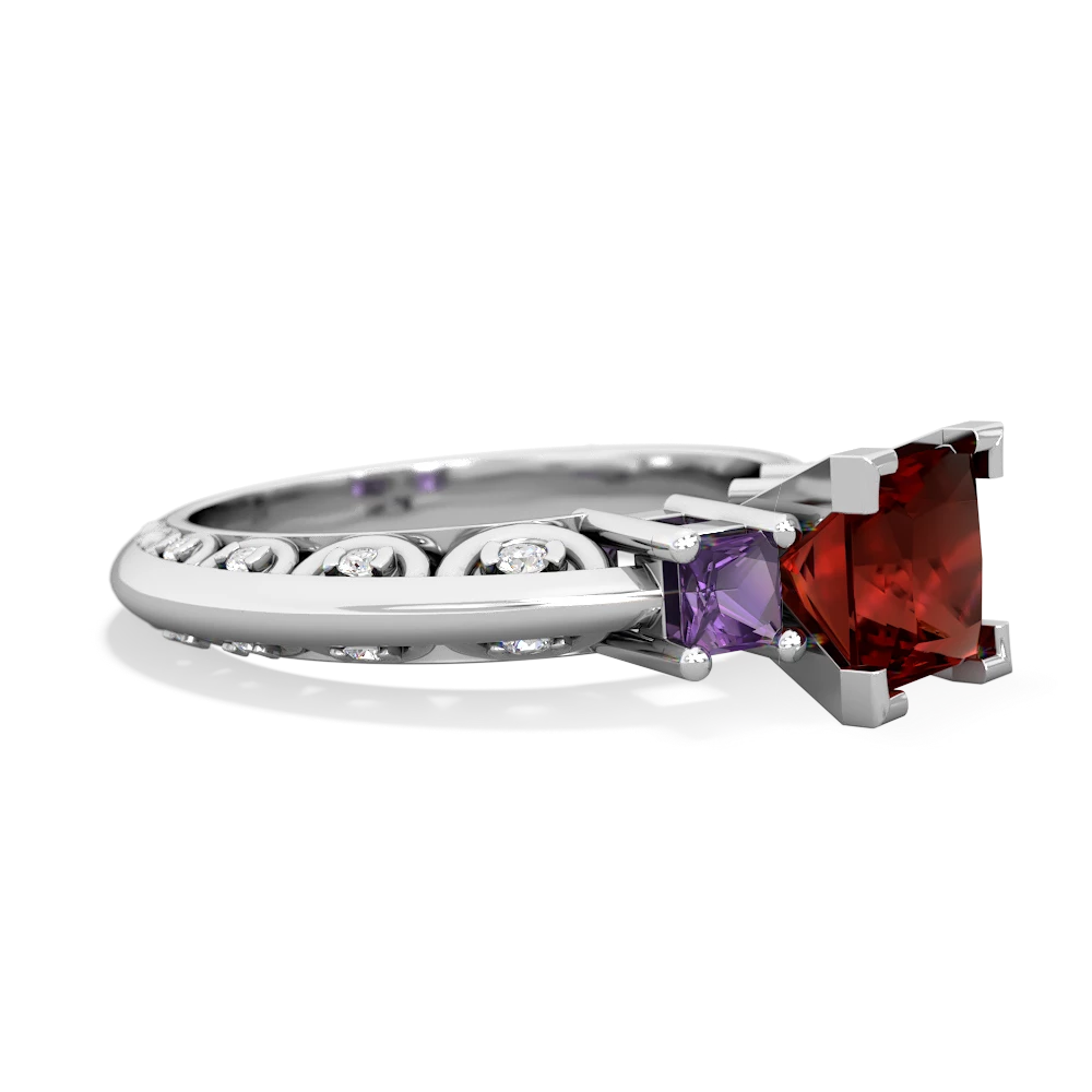 Garnet Eternal Embrace Engagement 14K White Gold ring C2001