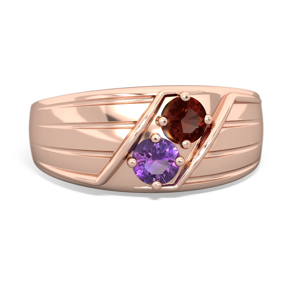 Garnet Men's Streamline 14K Rose Gold ring R0460