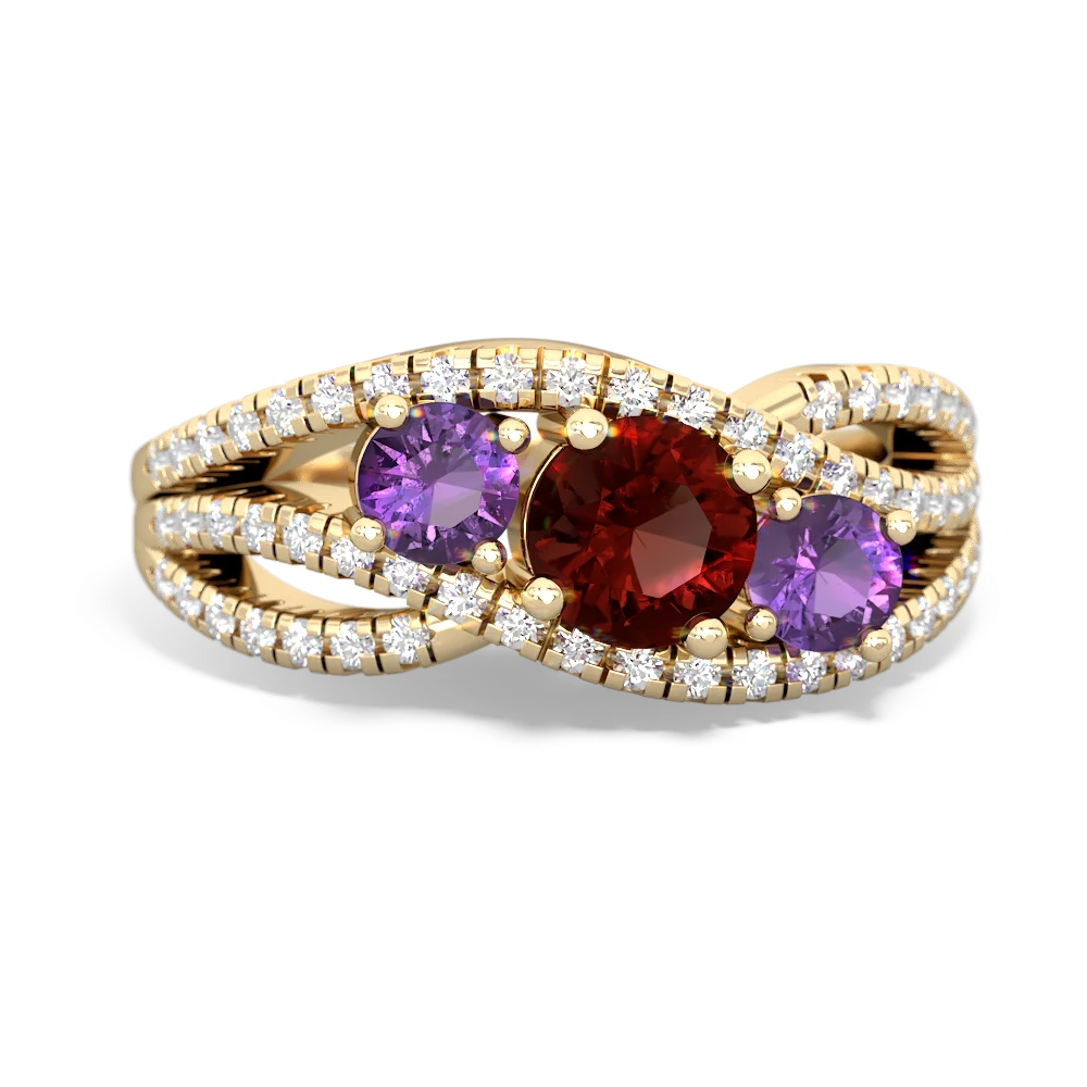 Garnet Three Stone Aurora 14K Yellow Gold ring R3080