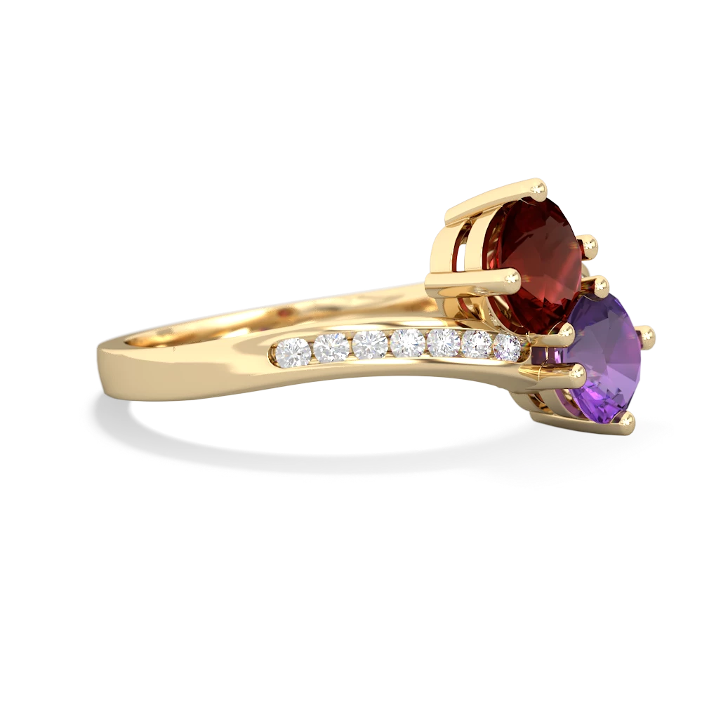 Garnet Channel Set Two Stone 14K Yellow Gold ring R5303