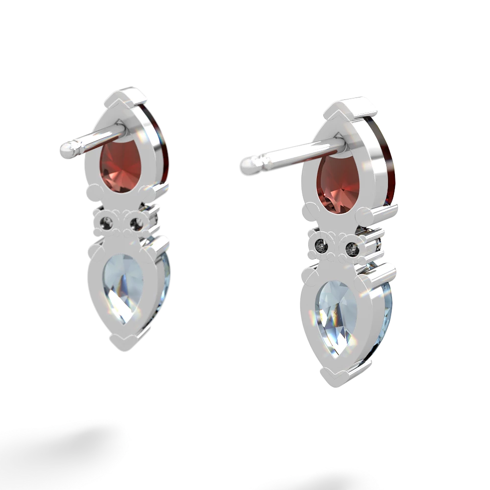 Garnet Bowtie Drop 14K White Gold earrings E0865