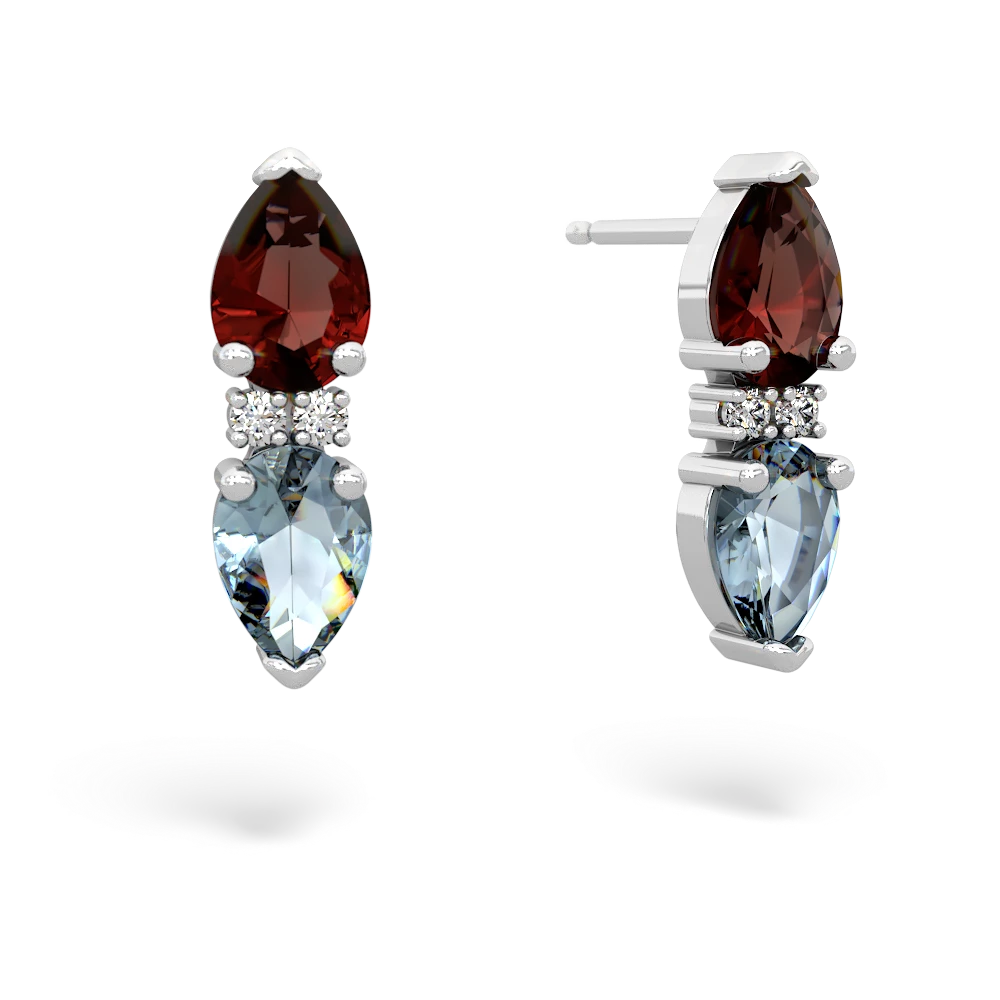 Garnet Bowtie Drop 14K White Gold earrings E0865