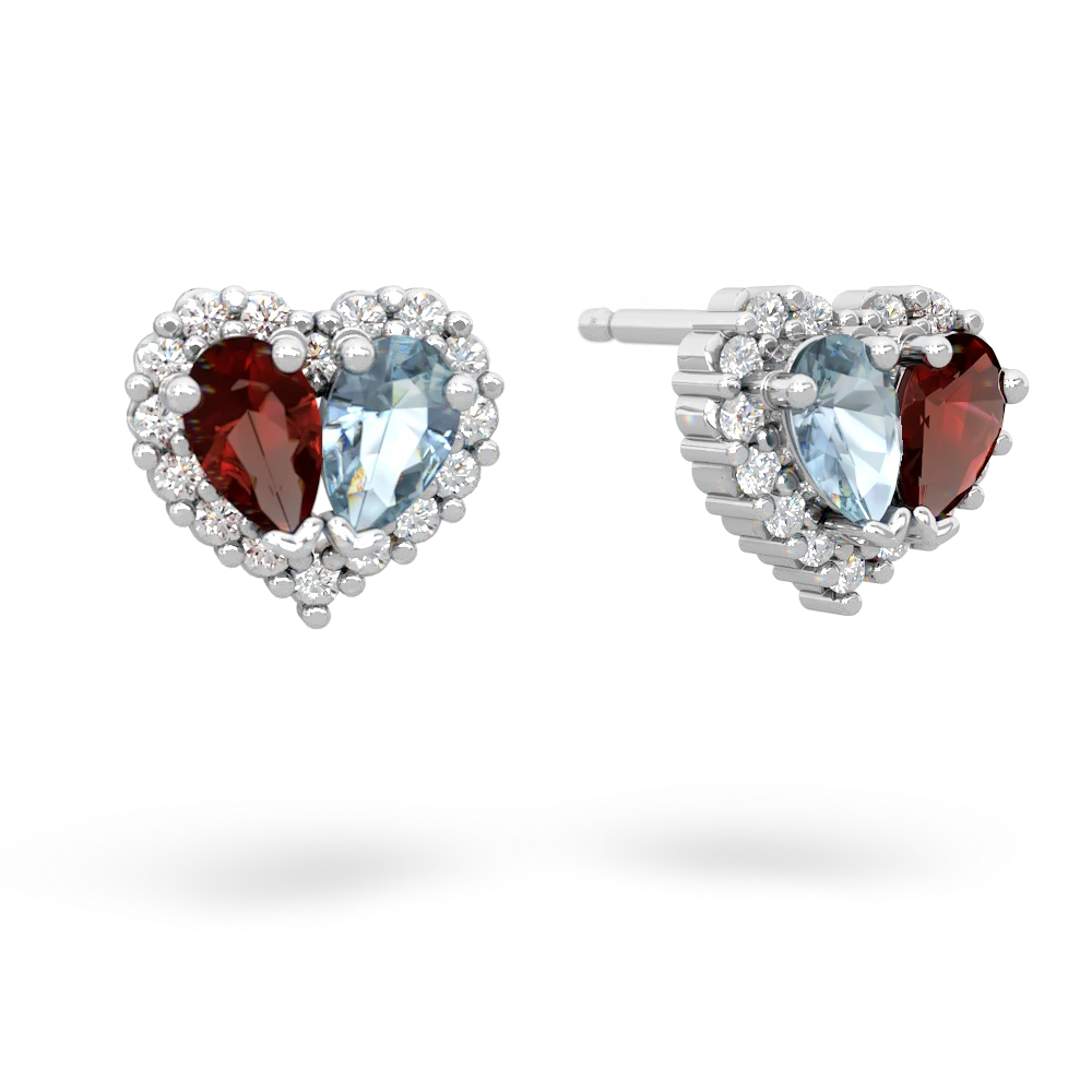 Garnet Halo 14K White Gold earrings E7008