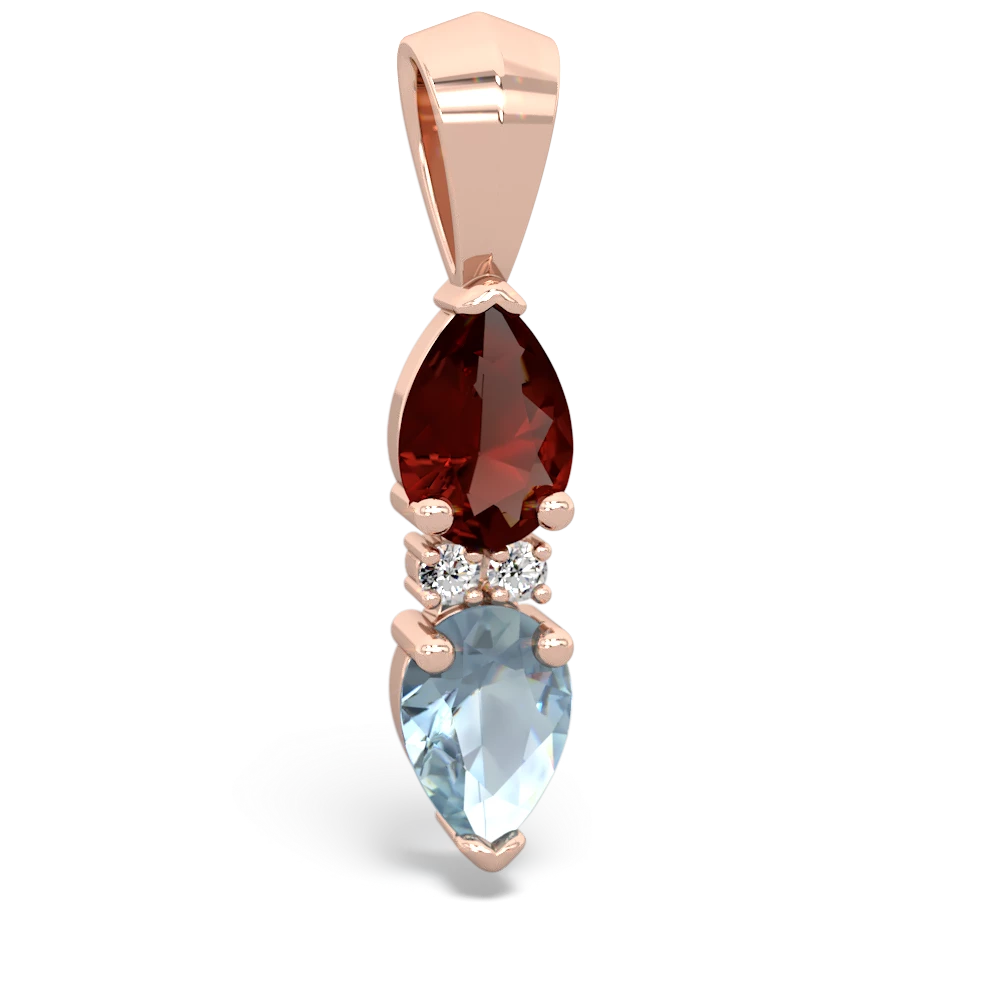 Garnet Bowtie Drop 14K Rose Gold pendant P0865