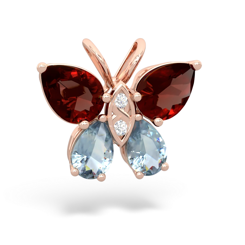 Garnet Butterfly 14K Rose Gold pendant P2215