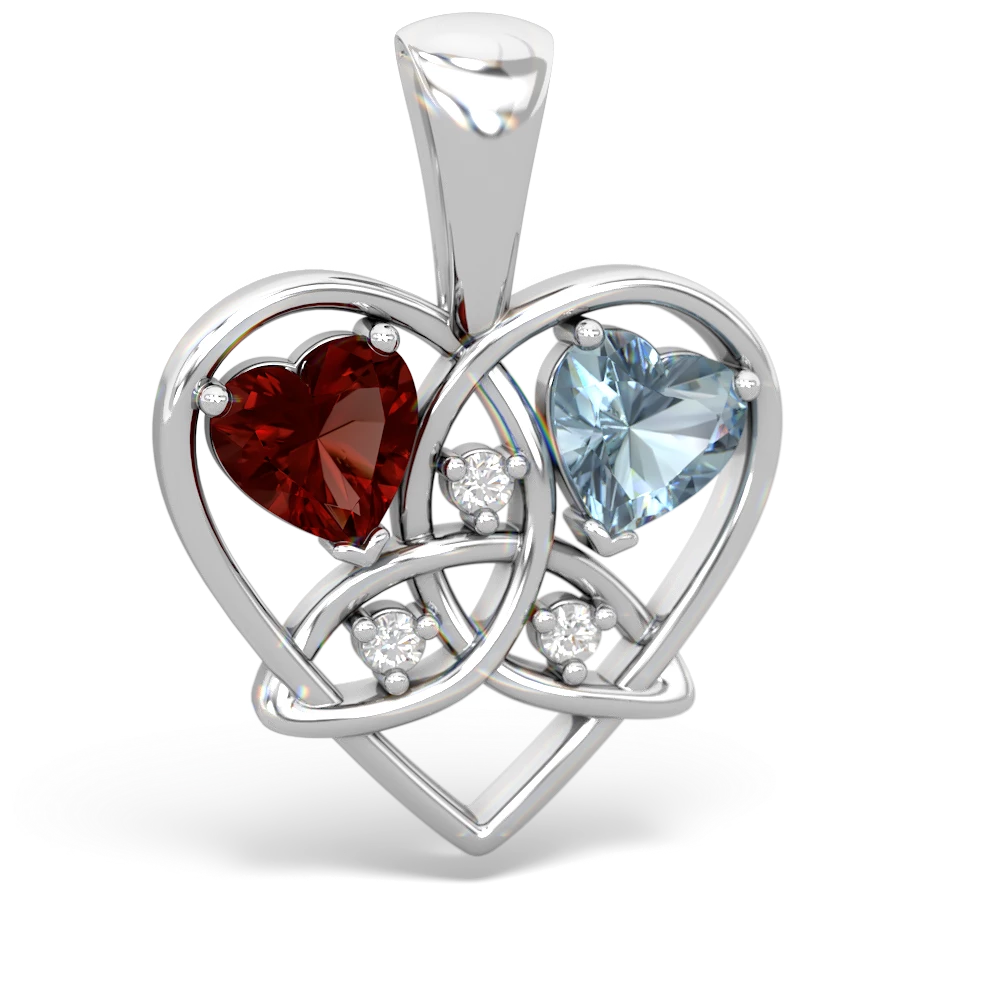 Garnet Celtic Trinity Heart 14K White Gold pendant P5331