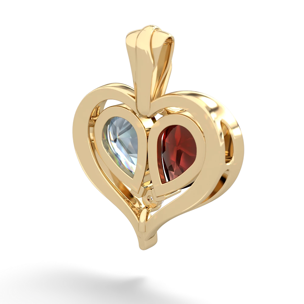 Garnet Two Become One 14K Yellow Gold pendant P5330