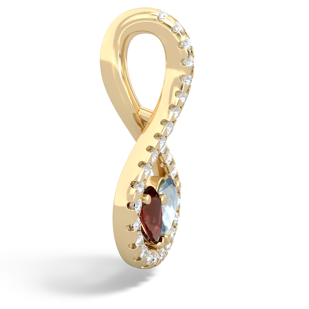 Garnet Pave Twist 'One Heart' 14K Yellow Gold pendant P5360