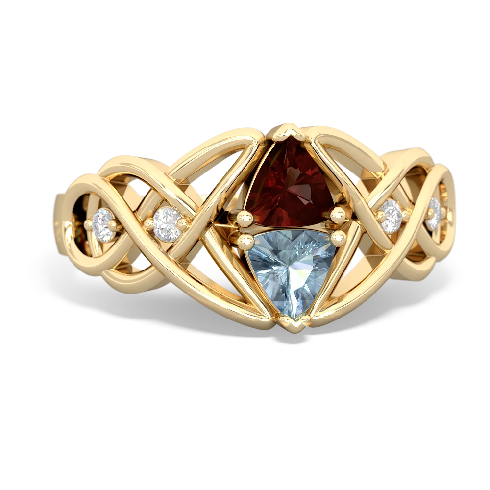 Garnet Keepsake Celtic Knot 14K Yellow Gold ring R5300