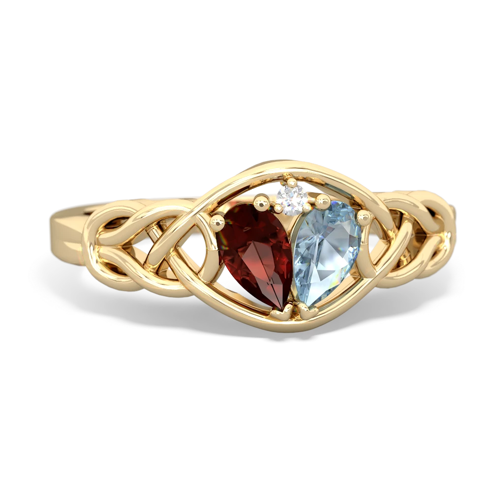 Garnet Celtic Love Knot 14K Yellow Gold ring R5420