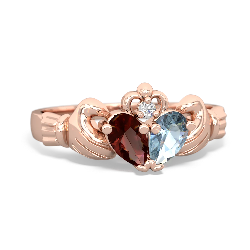 Garnet 'Our Heart' Claddagh 14K Rose Gold ring R2388