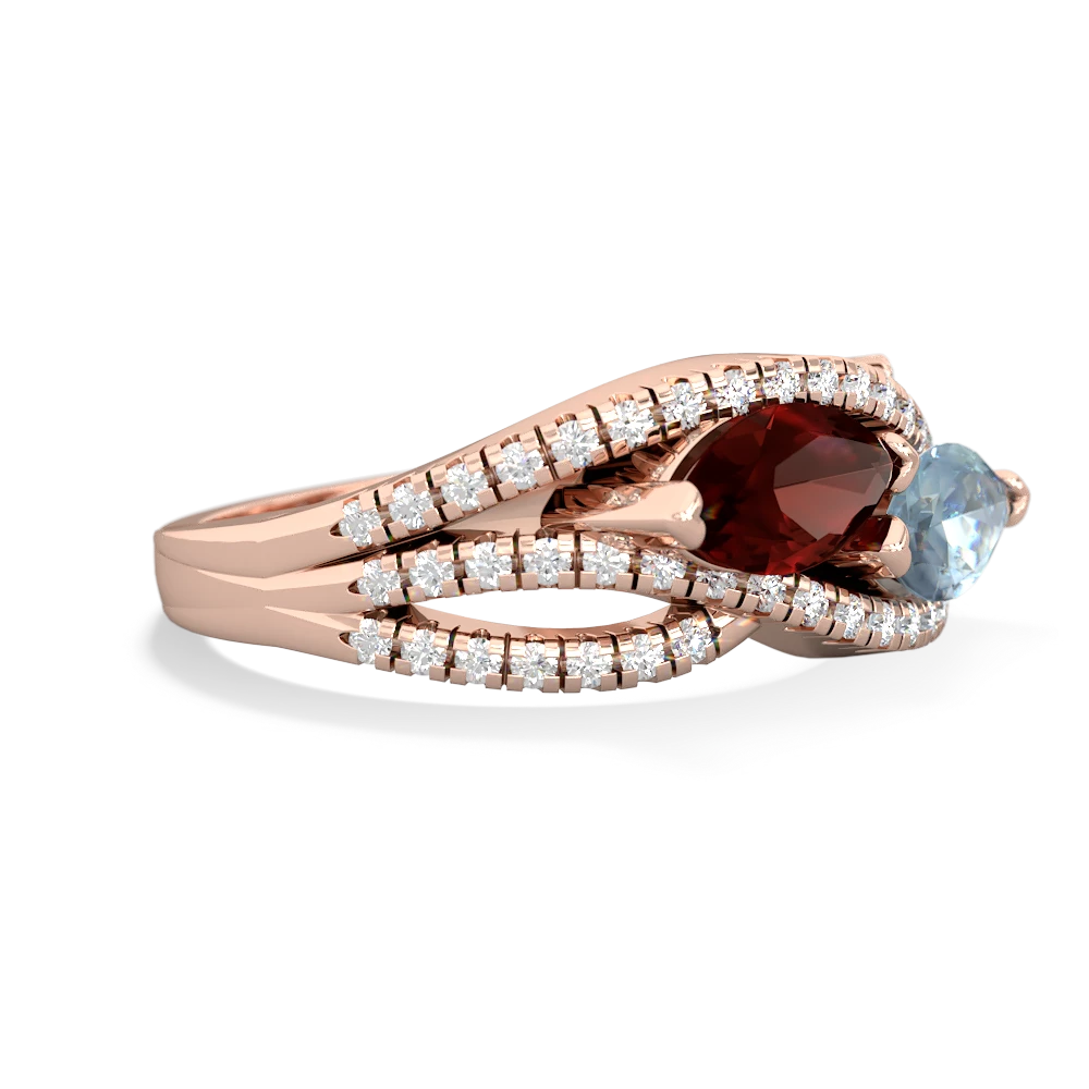 Garnet Diamond Rivers 14K Rose Gold ring R3070