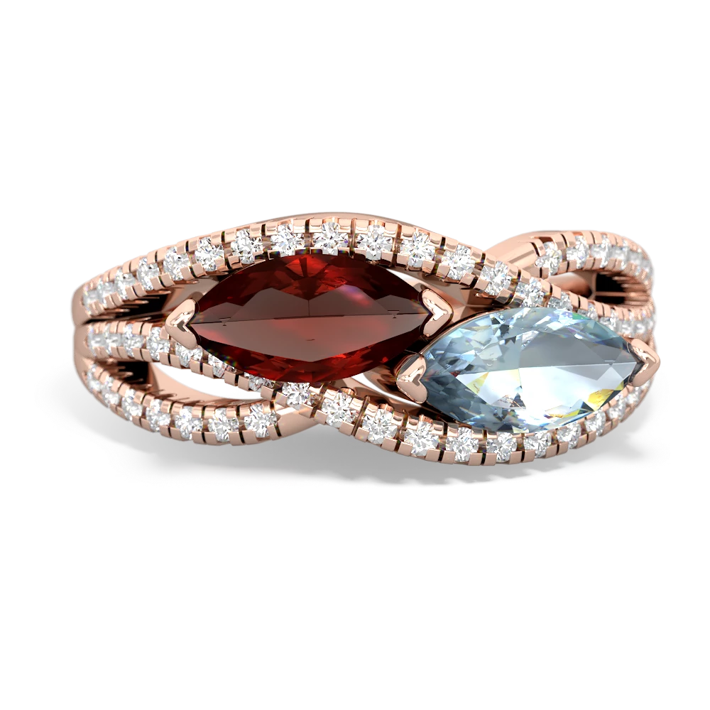 Garnet Diamond Rivers 14K Rose Gold ring R3070