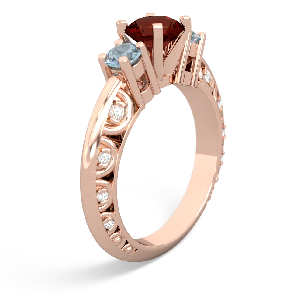 Garnet Art Deco Eternal Embrace Engagement 14K Rose Gold ring C2003