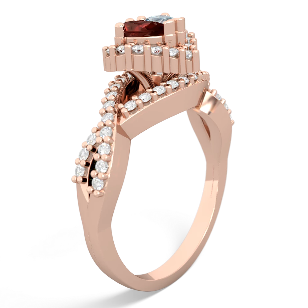 Garnet Diamond Twist 'One Heart' 14K Rose Gold ring R2640HRT