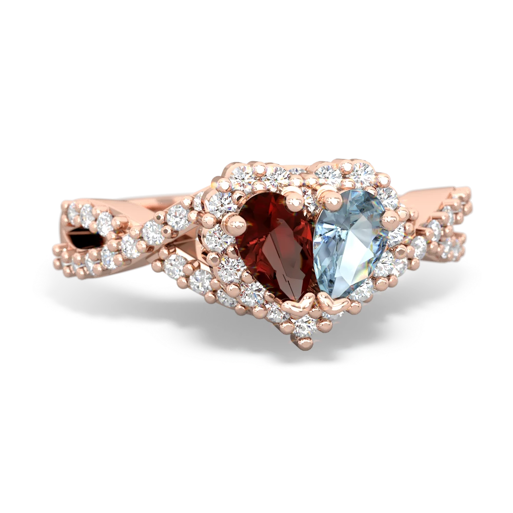 Garnet Diamond Twist 'One Heart' 14K Rose Gold ring R2640HRT