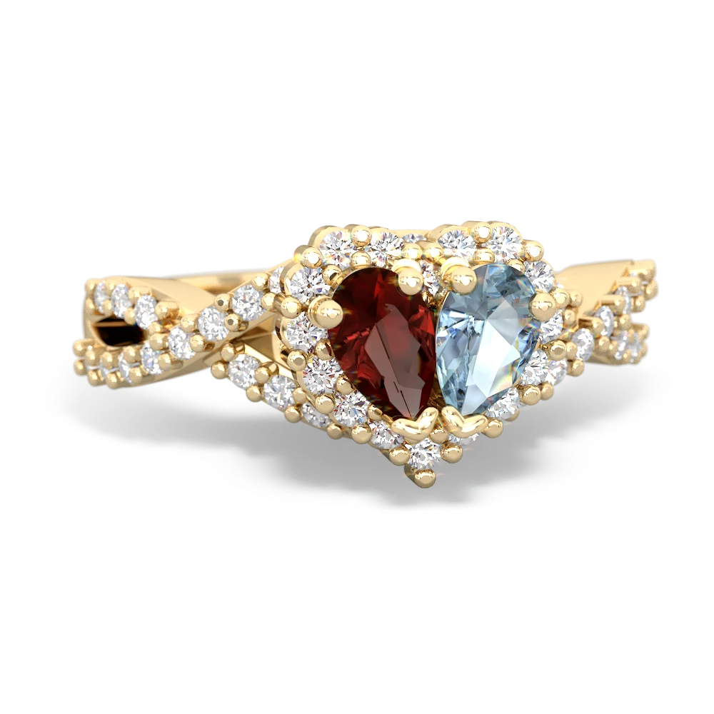 Garnet Diamond Twist 'One Heart' 14K Yellow Gold ring R2640HRT