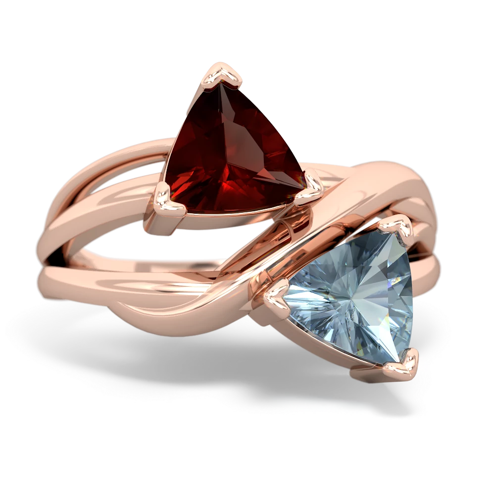 Garnet Split Band Swirl 14K Rose Gold ring R2341