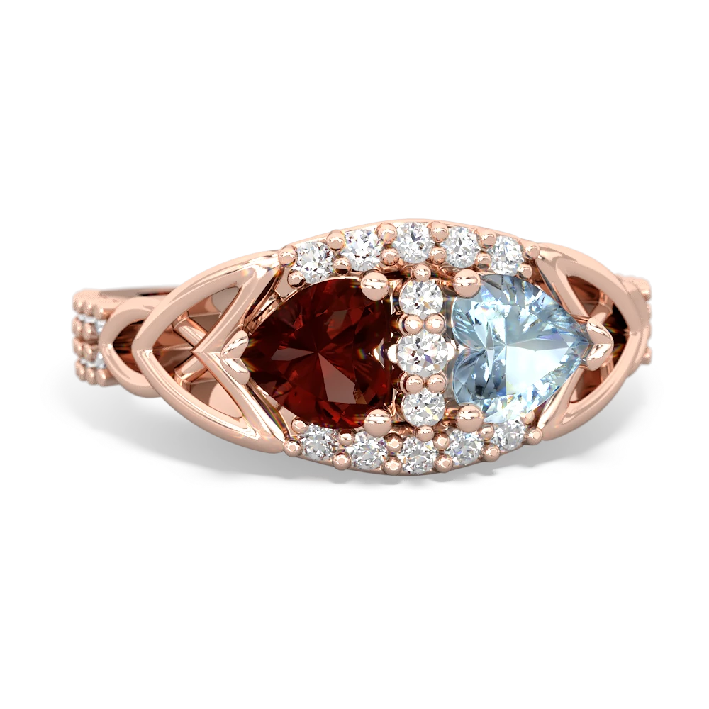 Garnet Sparkling Celtic Knot 14K Rose Gold ring R2645