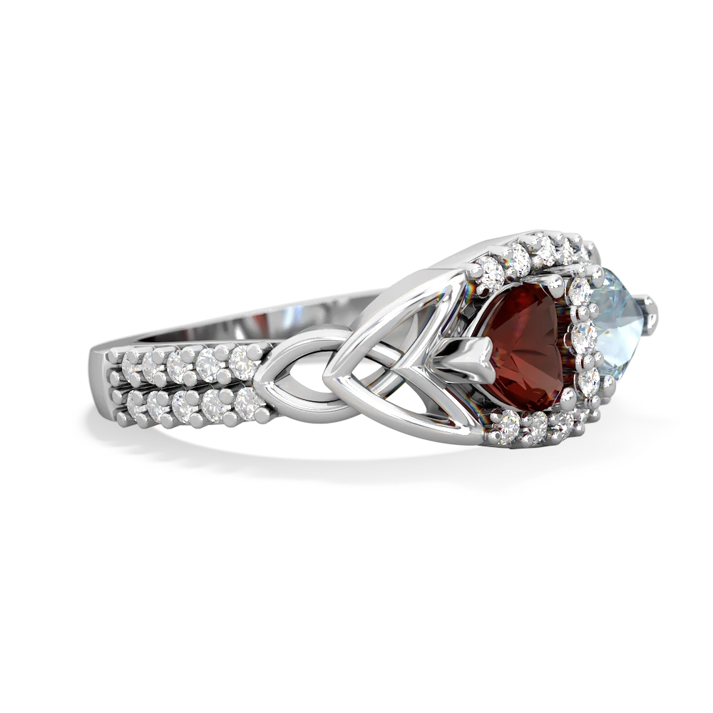 Garnet Sparkling Celtic Knot 14K White Gold ring R2645