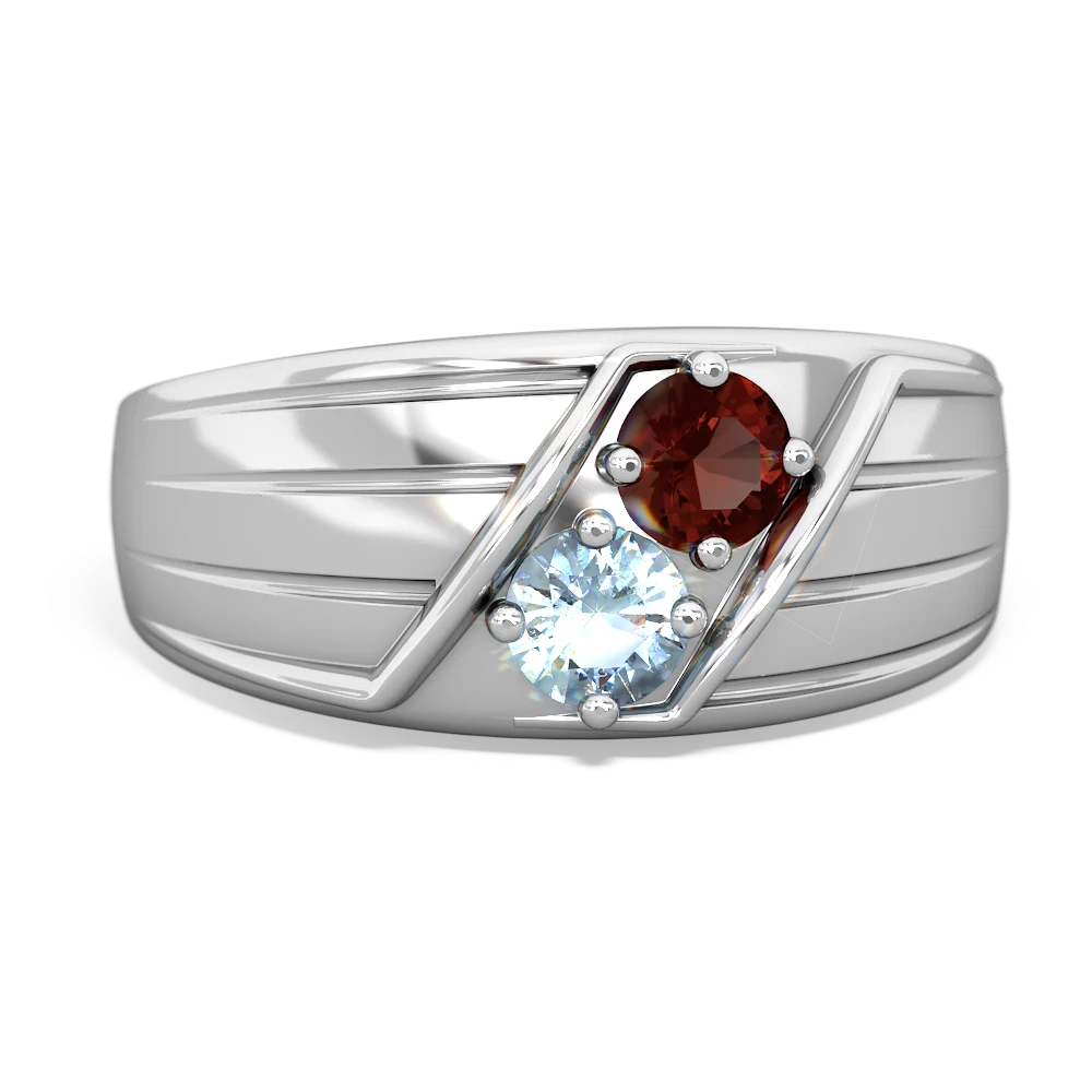 Garnet Men's Streamline 14K White Gold ring R0460