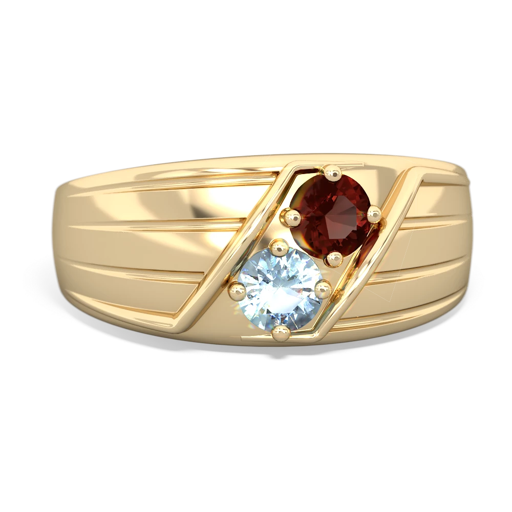 Garnet Men's Streamline 14K Yellow Gold ring R0460