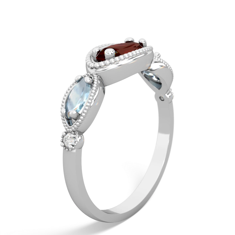 Garnet Milgrain Marquise 14K White Gold ring R5700