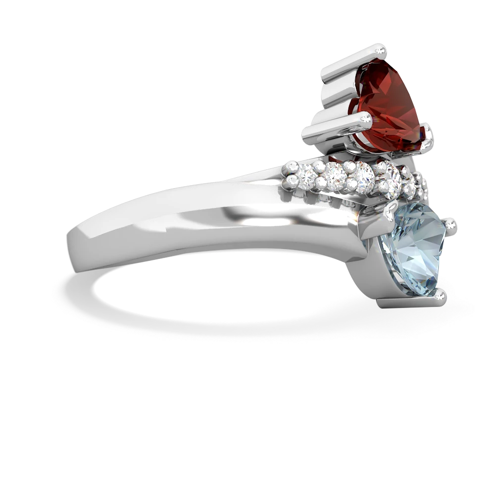 Garnet Heart To Heart 14K White Gold ring R2064