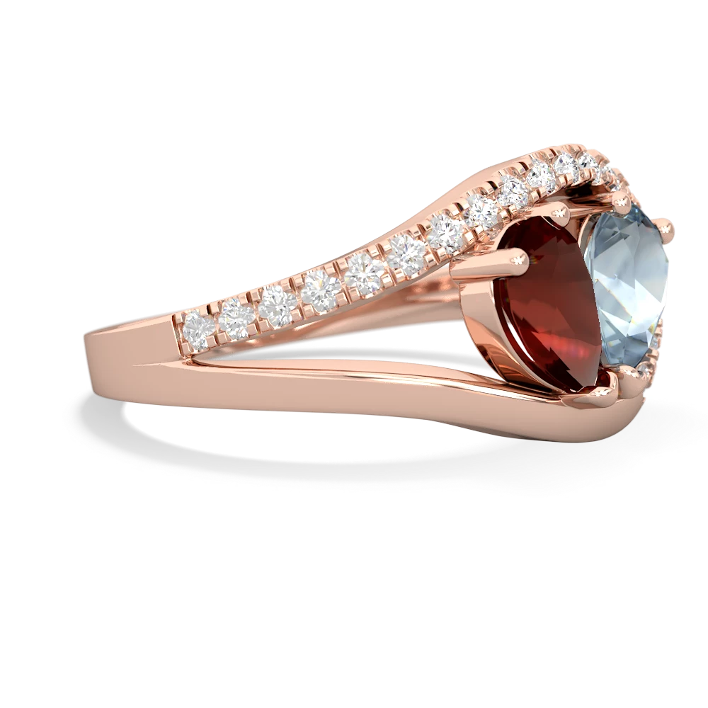 Garnet Nestled Heart Keepsake 14K Rose Gold ring R5650