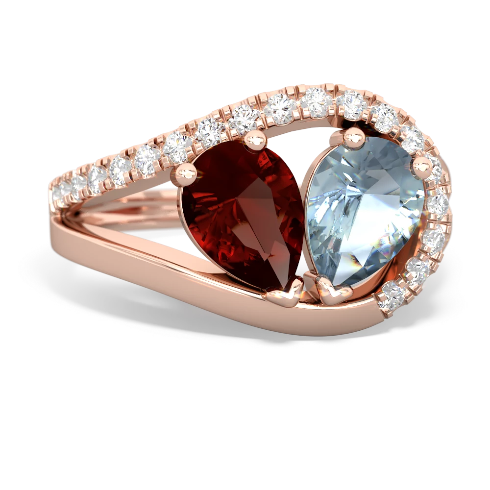 Garnet Nestled Heart Keepsake 14K Rose Gold ring R5650