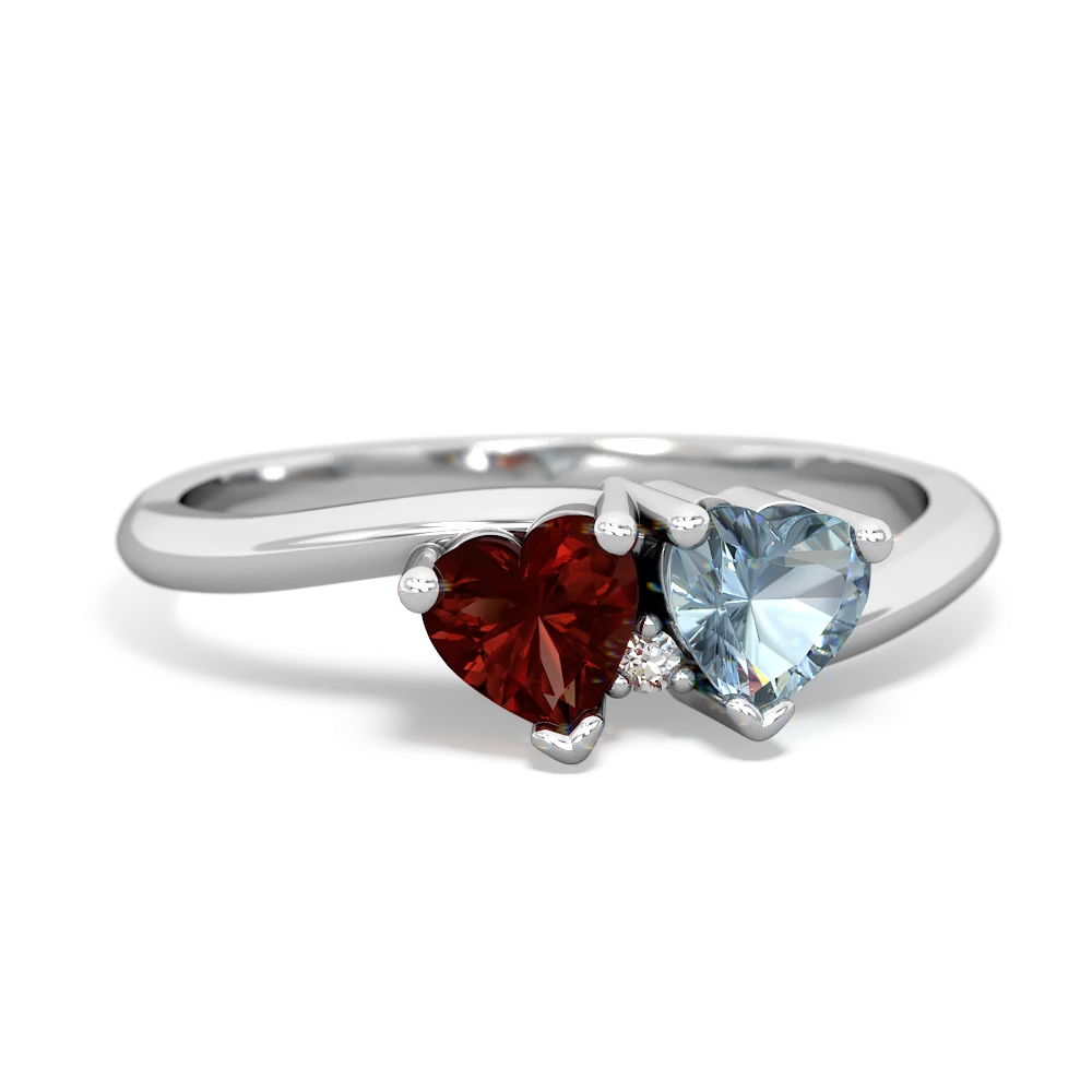 Garnet Sweethearts 14K White Gold ring R5260