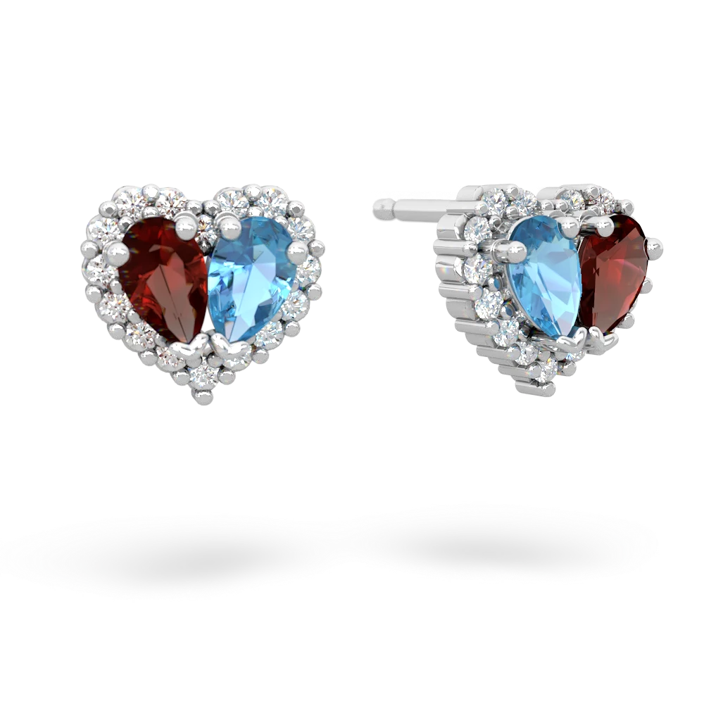 Garnet Halo 14K White Gold earrings E7008