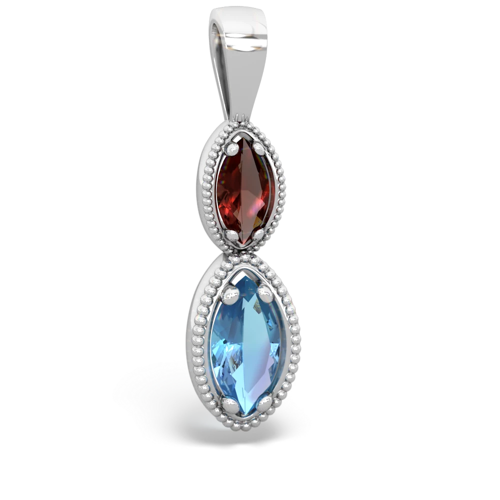 Garnet Antique-Style Halo 14K White Gold pendant P5700